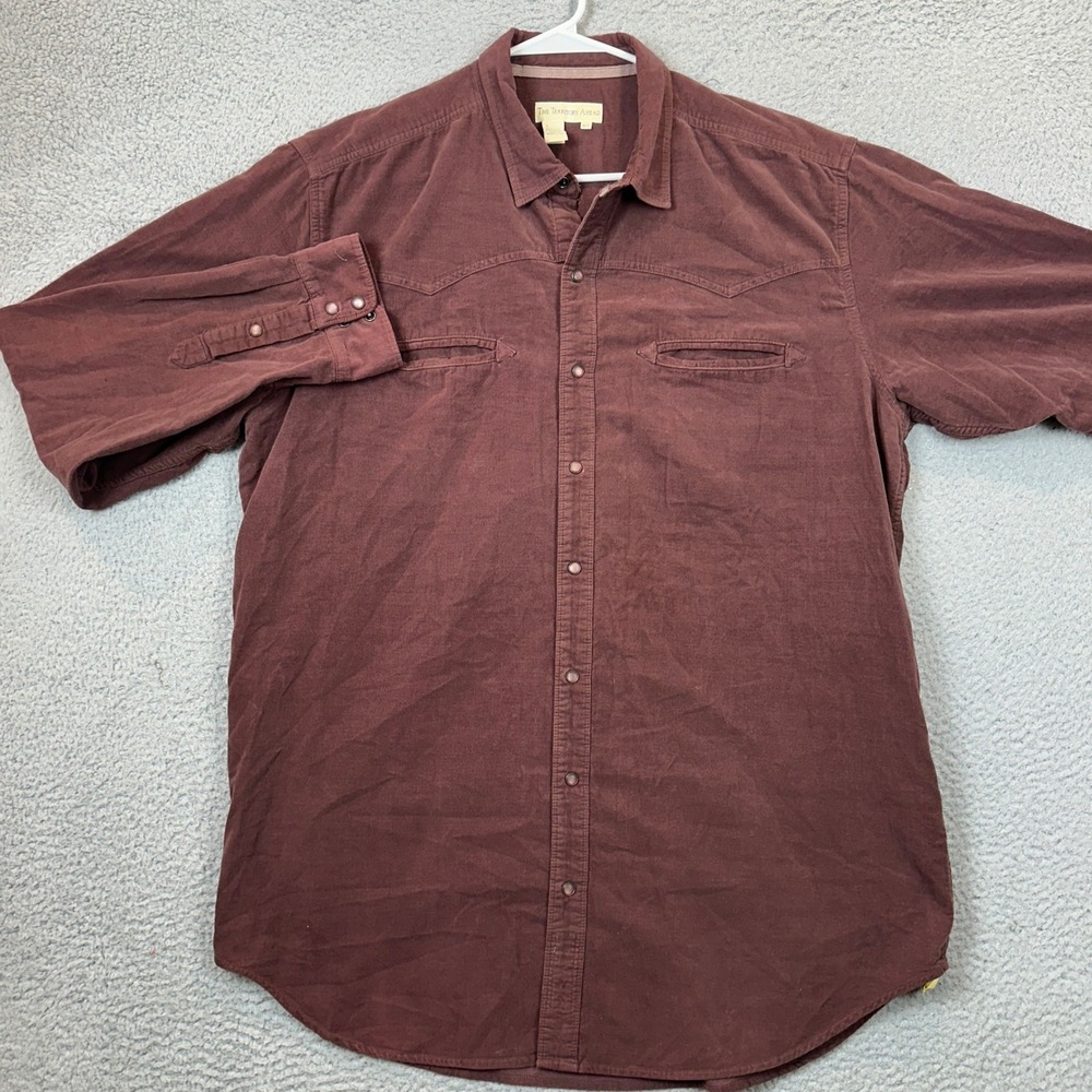The Territory Ahead Shirt Mens XLT Tall Burgundy Western Pearl Snap Button Up